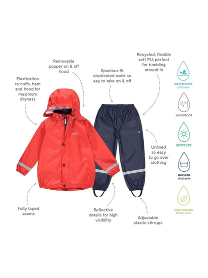 Muddy Puddles Red Rainy Day Waterproof Jacket And Trousers Rain Set image 4