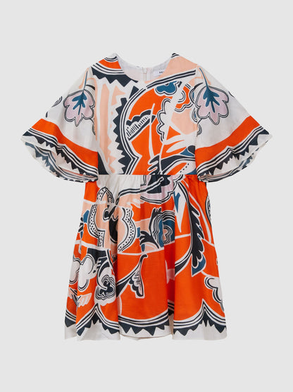 Dsiney Kidz - Reiss Coral April 9-14 yrs Printed Floaty Dress image 2