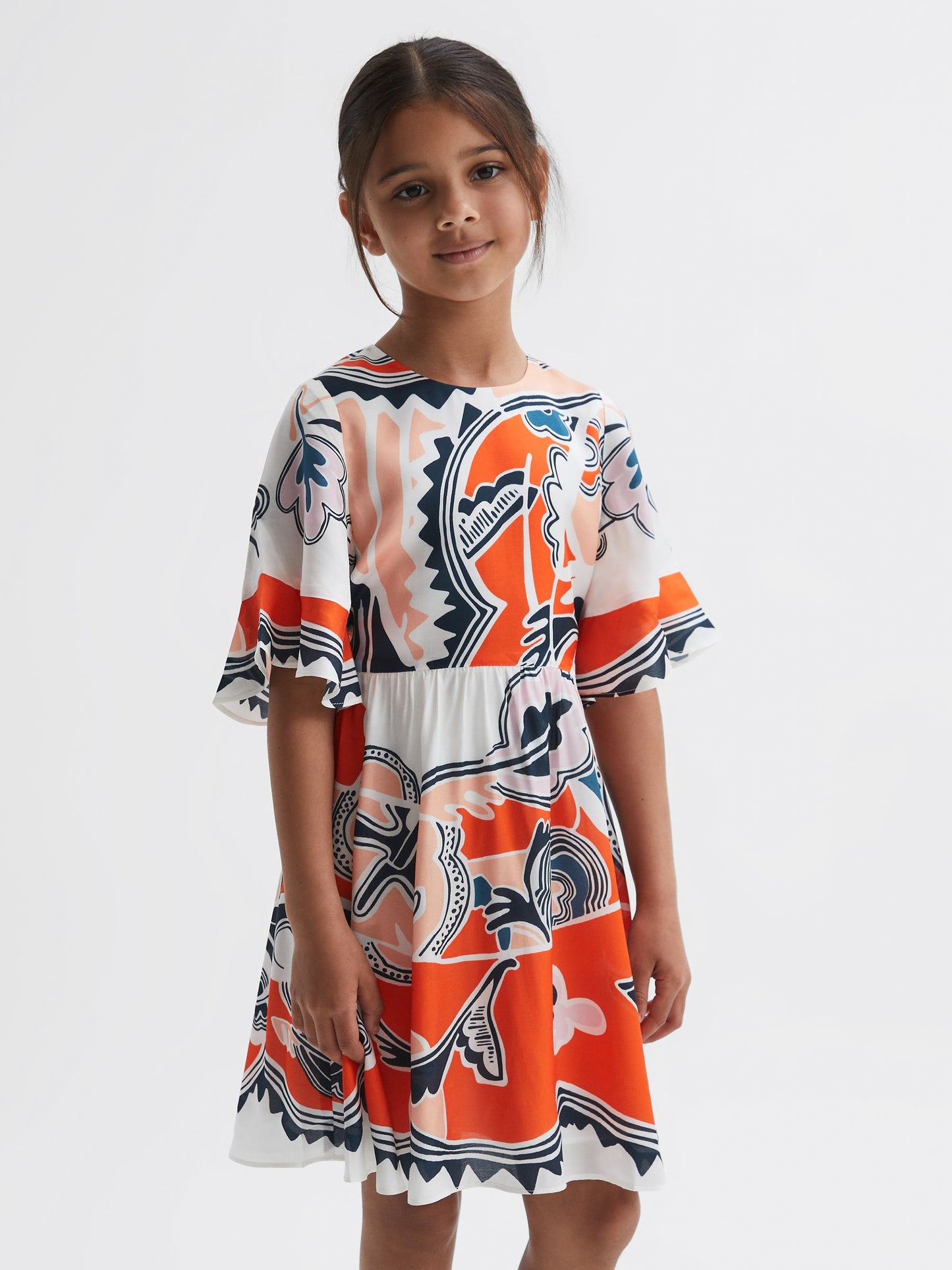 Dsiney Kidz - Reiss Coral April 9-14 yrs Printed Floaty Dress image 3