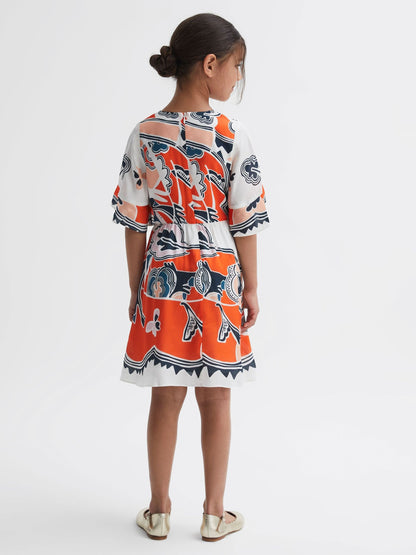 Dsiney Kidz - Reiss Coral April 9-14 yrs Printed Floaty Dress image 4
