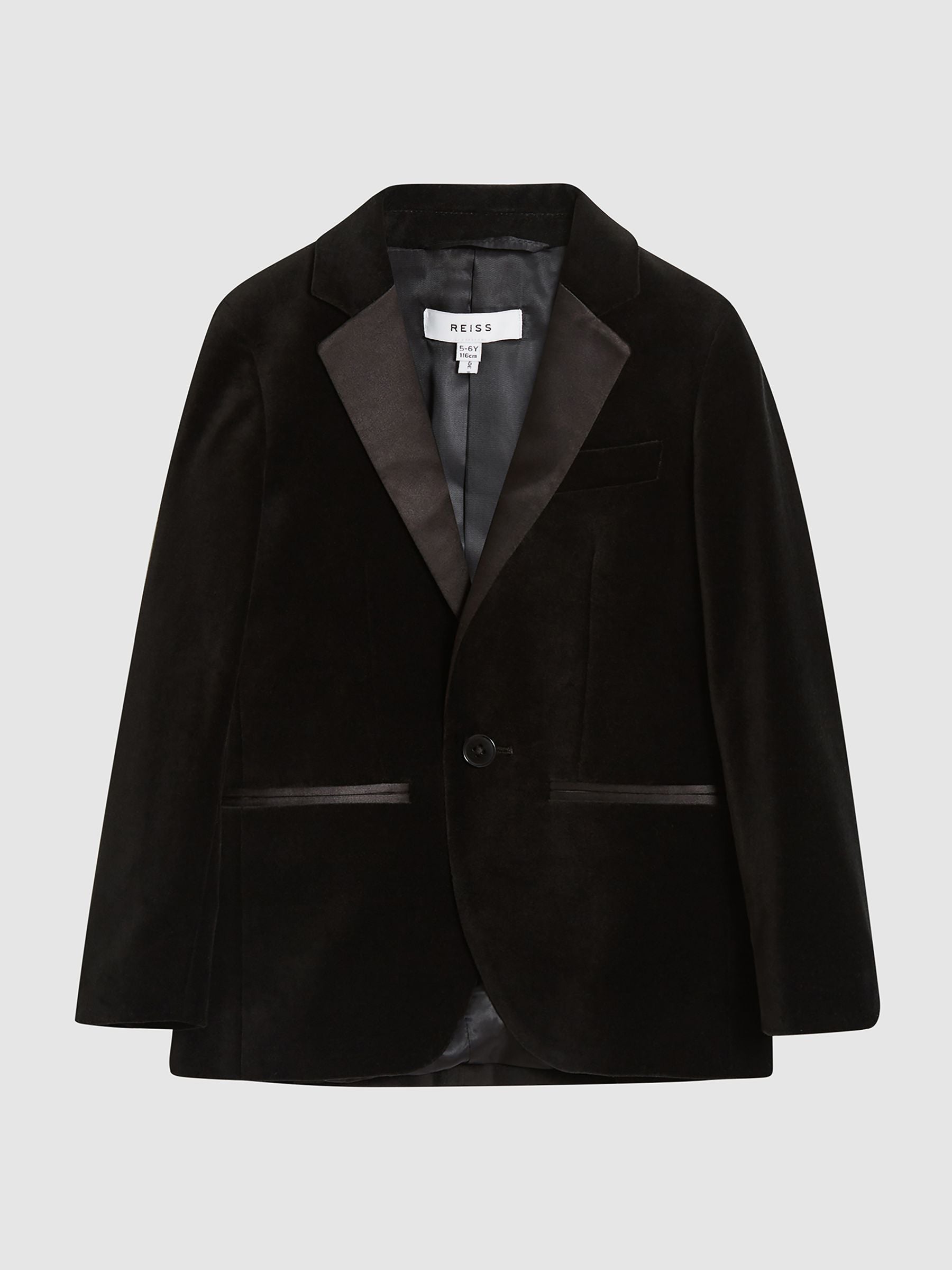 Reiss Black Ace 4-9 yrs Single Breasted Velvet Blazer image 2