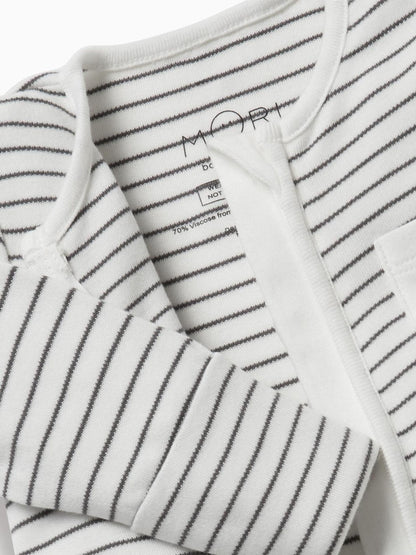 MORI Grey Stripe 2 Way Zip-Up Clever Sleepsuit image 4