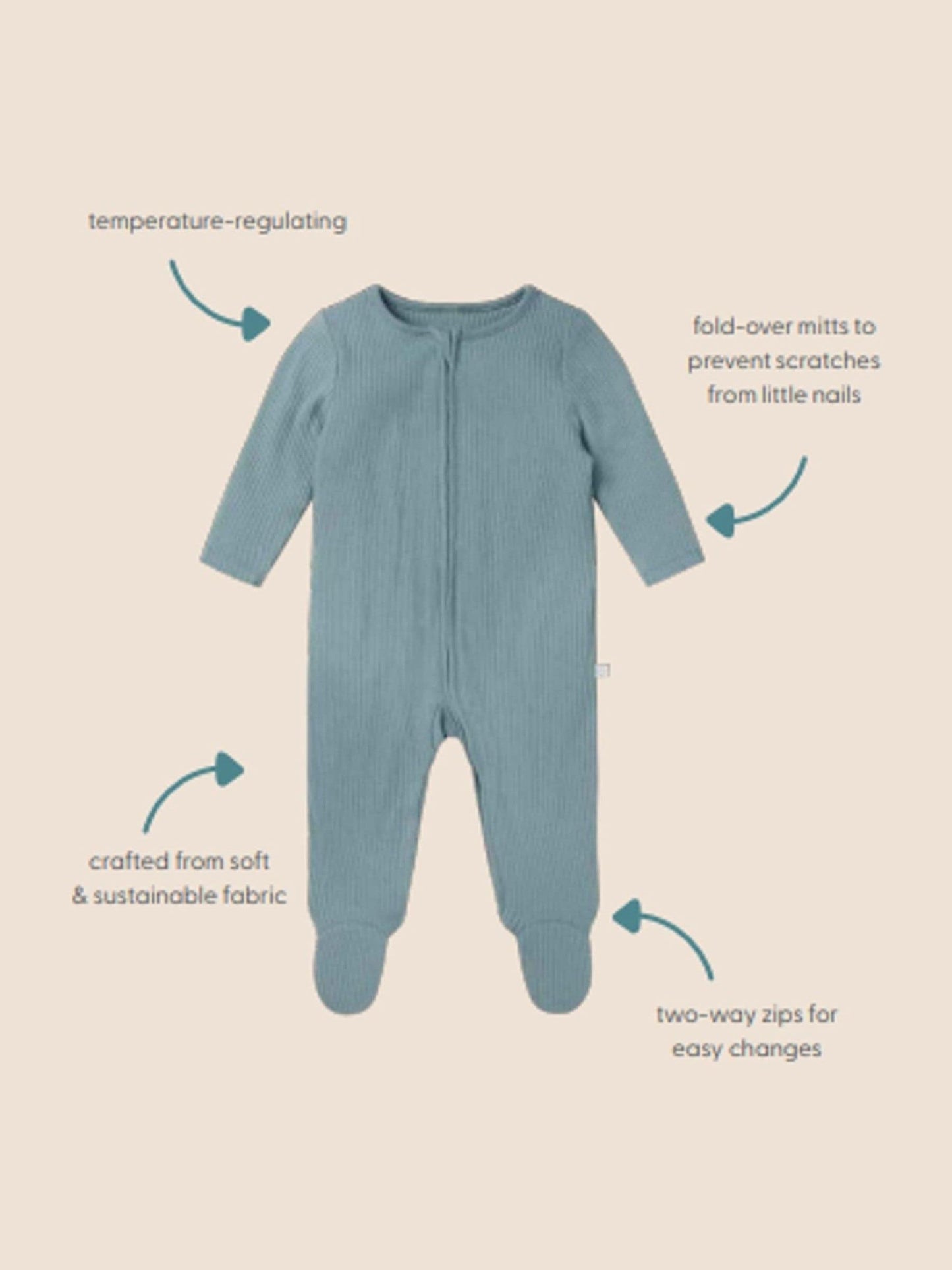 MORI Grey Stripe 2 Way Zip-Up Clever Sleepsuit image 5