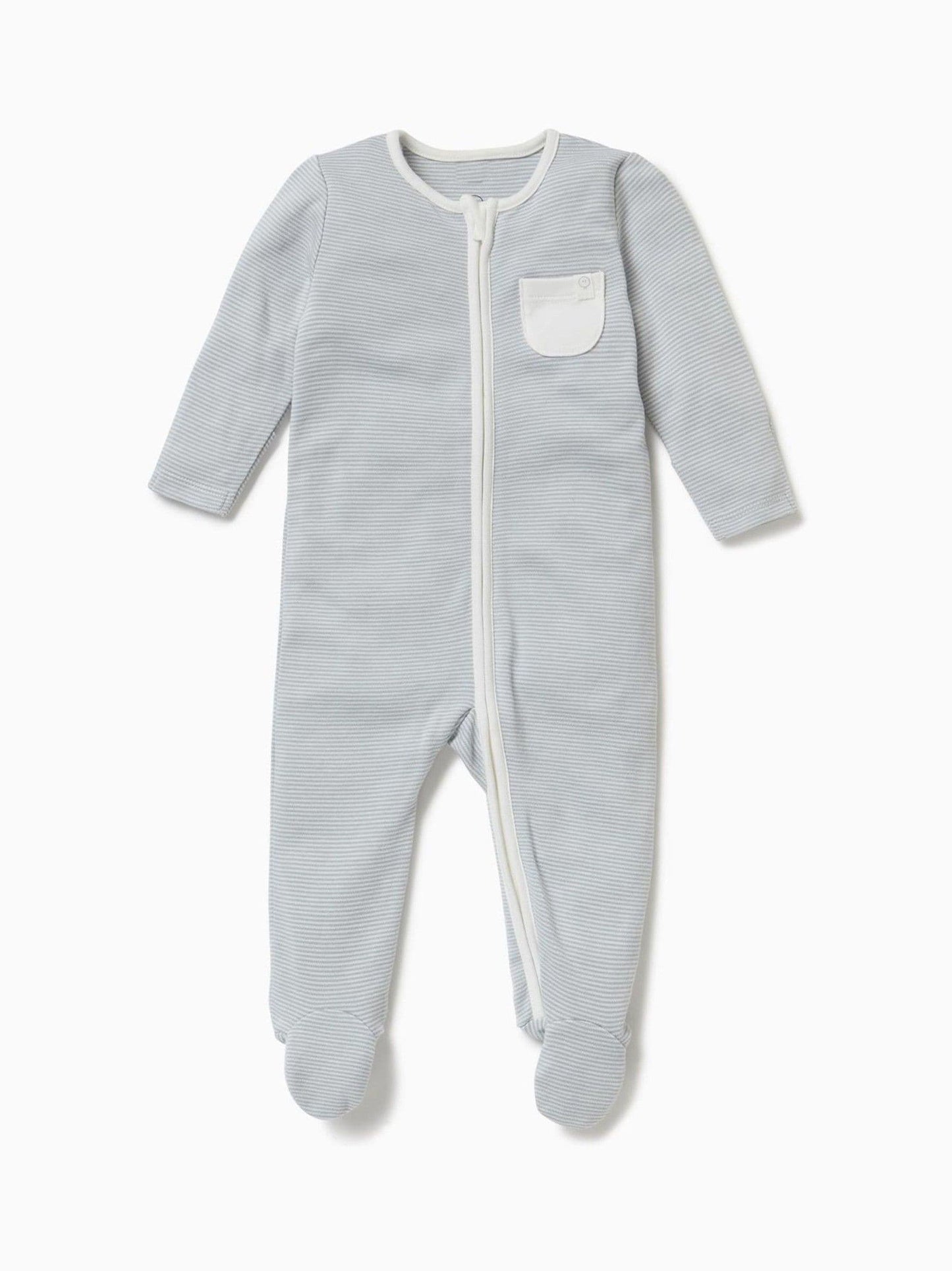 MORI Blue Stripe 2 Way Zip-Up Clever Sleepsuit image 2