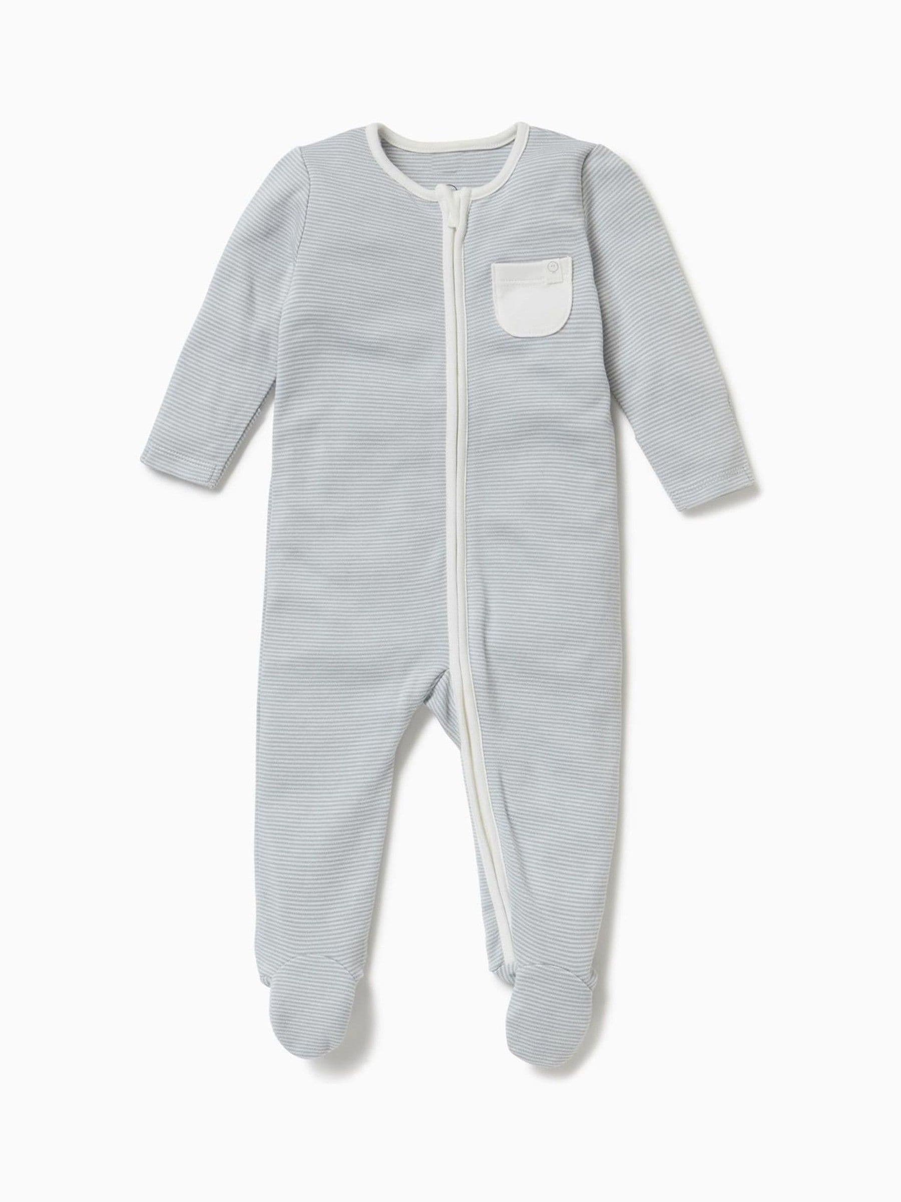 MORI Blue Stripe 2 Way Zip-Up Clever Sleepsuit image 2