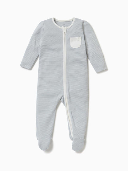 MORI Blue Stripe 2 Way Zip-Up Clever Sleepsuit image 2