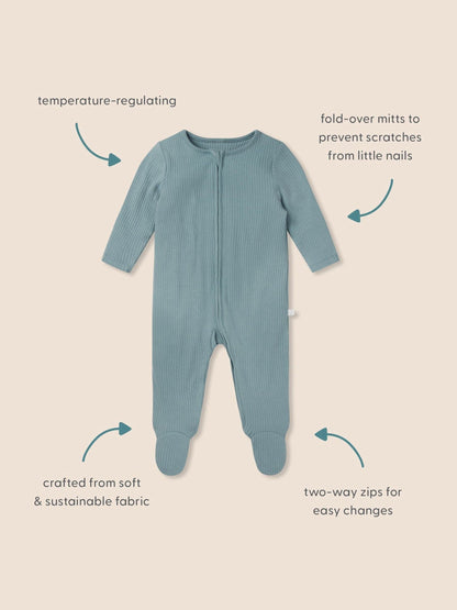 MORI Blue Stripe 2 Way Zip-Up Clever Sleepsuit image 4