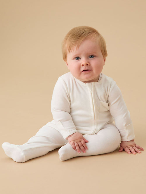 MORI White 2 Way Zip-Up Clever Sleepsuit image 1