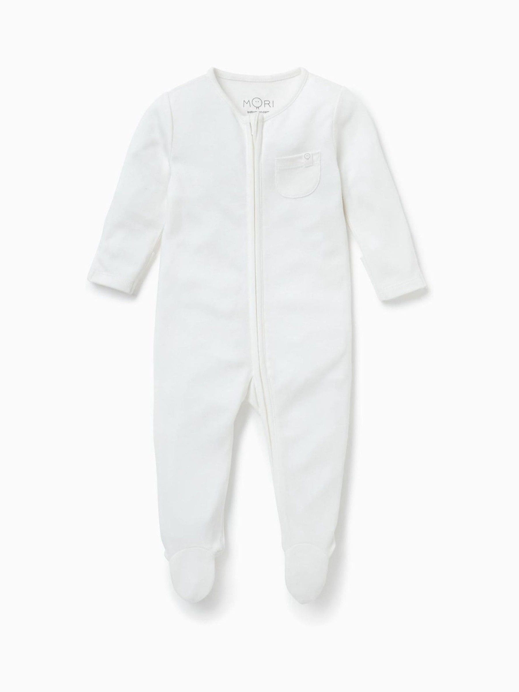 MORI White 2 Way Zip-Up Clever Sleepsuit image 3