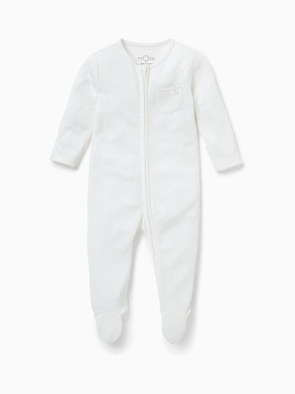 MORI White 2 Way Zip-Up Clever Sleepsuit image 3