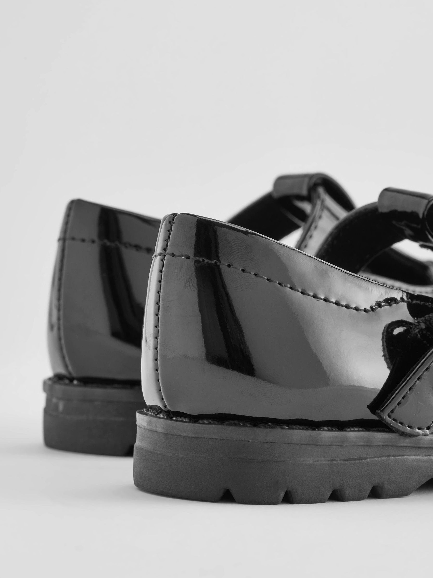 Black Patent Wide Fit (G) School Junior Bow T-Bar Shoes image 5