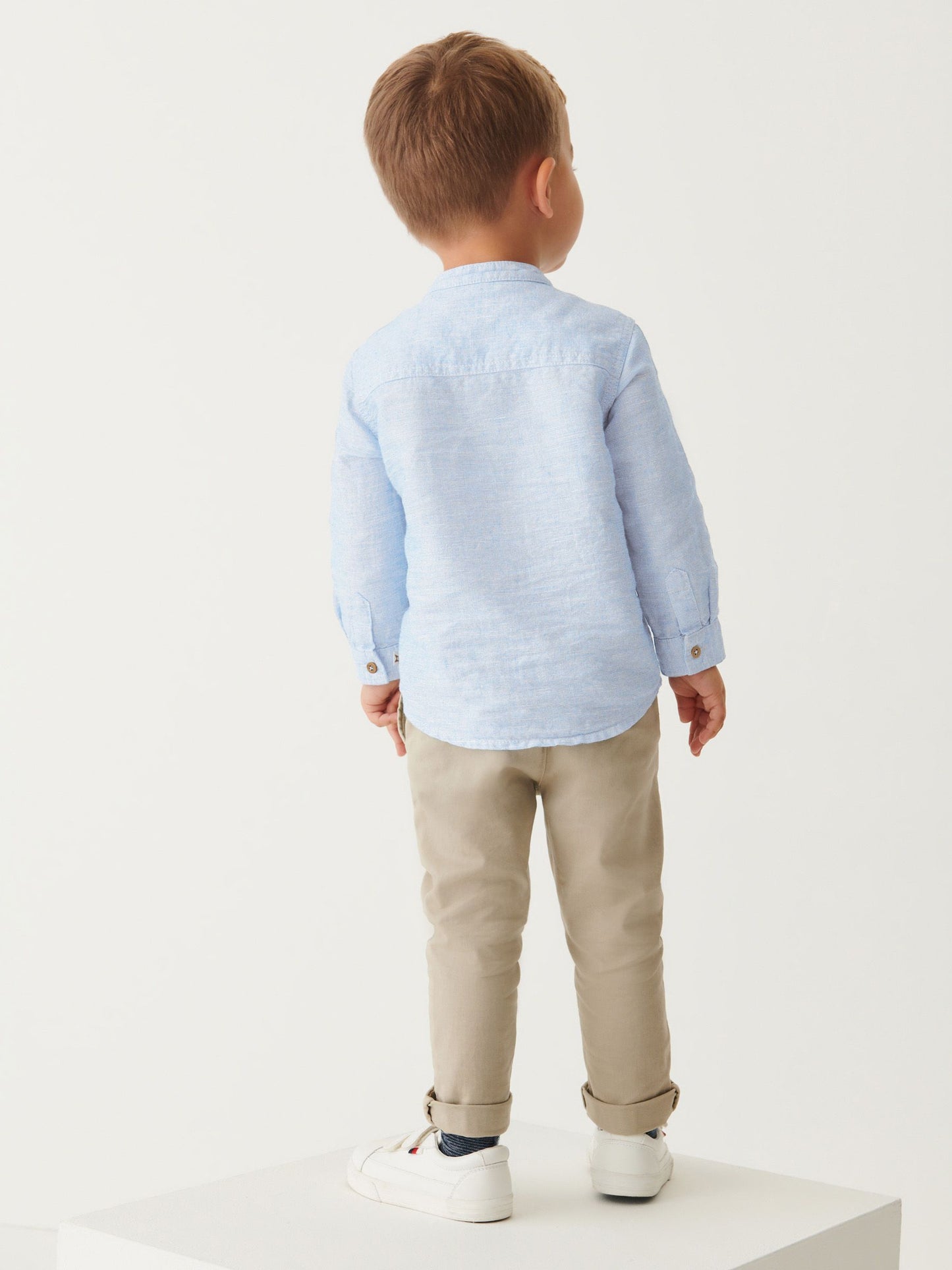 Dsiney Kidz - Blue Grandad Collar Linen Mix Shirt (3mths-7yrs) image 2