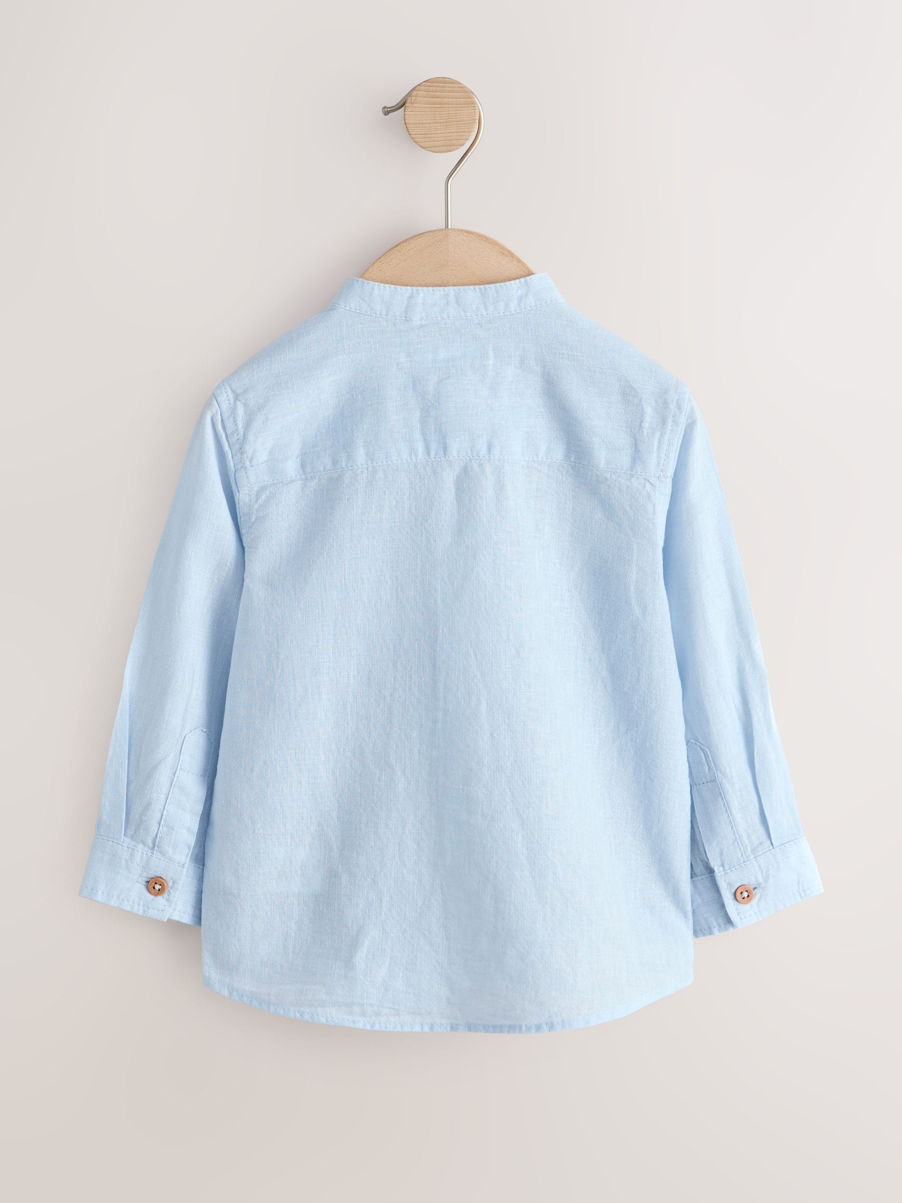 Dsiney Kidz - Blue Grandad Collar Linen Mix Shirt (3mths-7yrs) image 5
