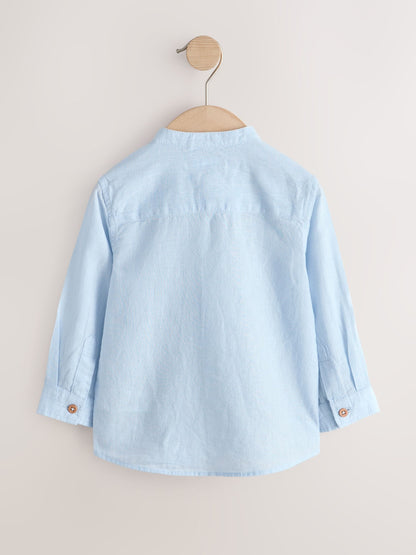 Dsiney Kidz - Blue Grandad Collar Linen Mix Shirt (3mths-7yrs) image 5