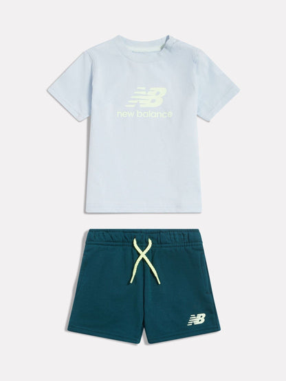 New Balance Light Blue Stacked Graphic Jersey T-Shirt & FT Shorts Set image 1
