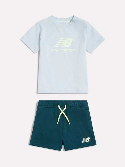 New Balance Light Blue Stacked Graphic Jersey T-Shirt & FT Shorts Set image 1