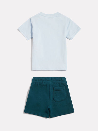 New Balance Light Blue Stacked Graphic Jersey T-Shirt & FT Shorts Set image 2