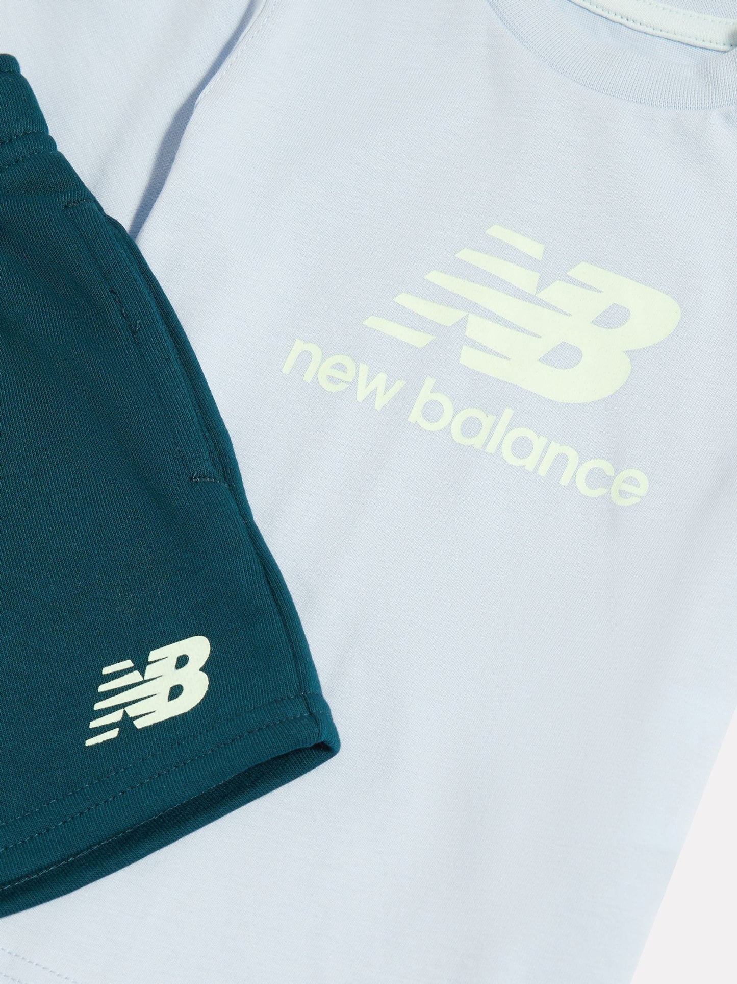 New Balance Light Blue Stacked Graphic Jersey T-Shirt & FT Shorts Set image 3