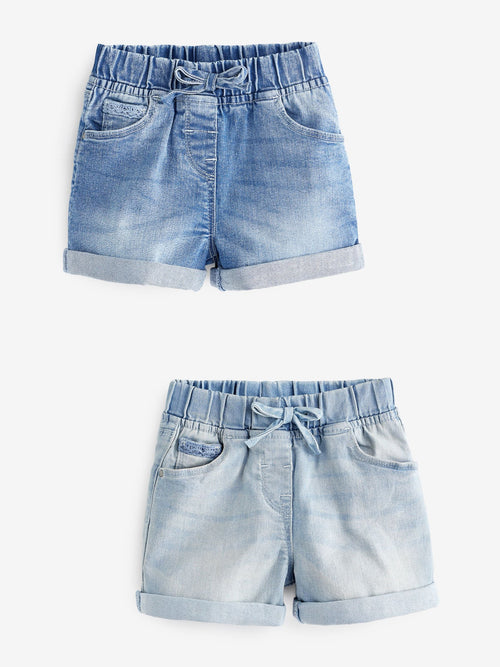 Denim Dark Wash 2 Pack Elasticated Waist Shorts (3mths-10yrs) image 1