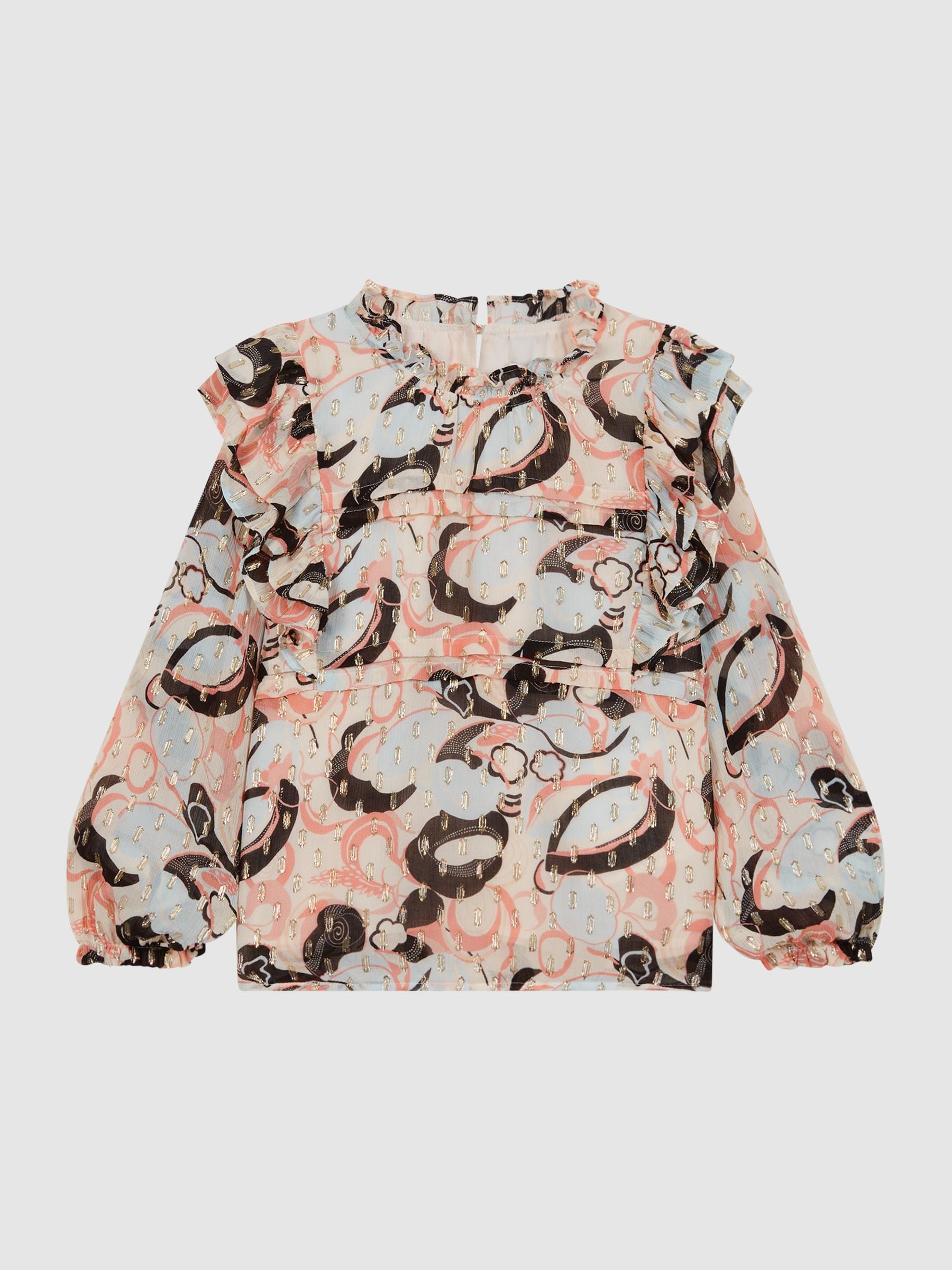 Dsiney Kidz - Reiss Blue Print Angelica 3-9 yrs Printed Ruffle Blouse image 2