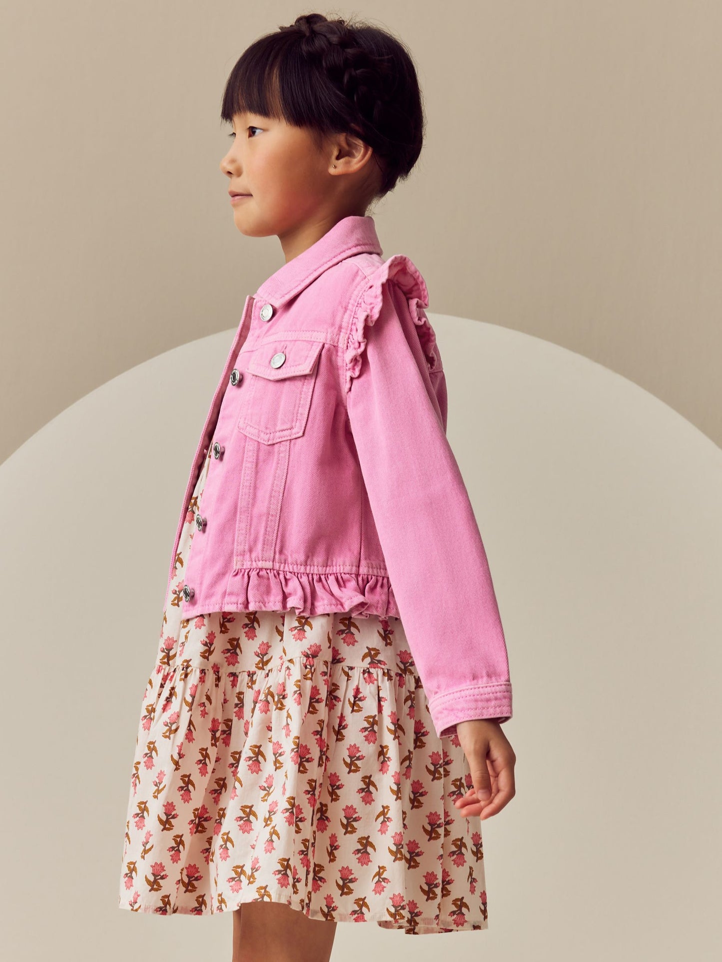 Dsiney Kidz - Bright Pink Frill Shoulder Denim Jacket (3-16yrs) image 10