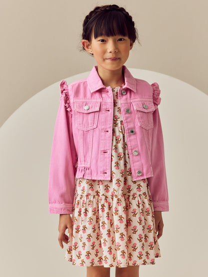 Dsiney Kidz - Bright Pink Frill Shoulder Denim Jacket (3-16yrs) image 11