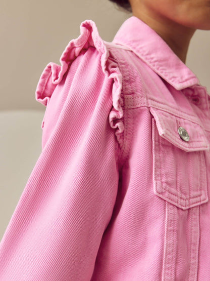 Dsiney Kidz - Bright Pink Frill Shoulder Denim Jacket (3-16yrs) image 12