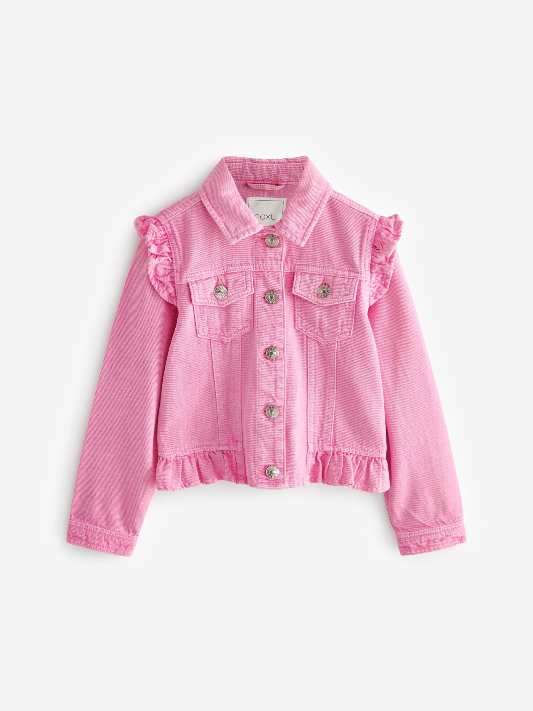 Dsiney Kidz - Bright Pink Frill Shoulder Denim Jacket (3-16yrs) image 5