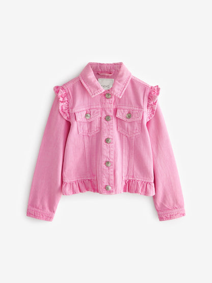 Dsiney Kidz - Bright Pink Frill Shoulder Denim Jacket (3-16yrs) image 5