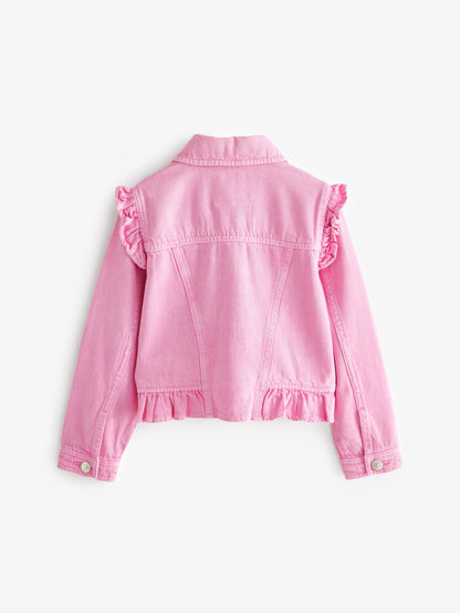 Dsiney Kidz - Bright Pink Frill Shoulder Denim Jacket (3-16yrs) image 6