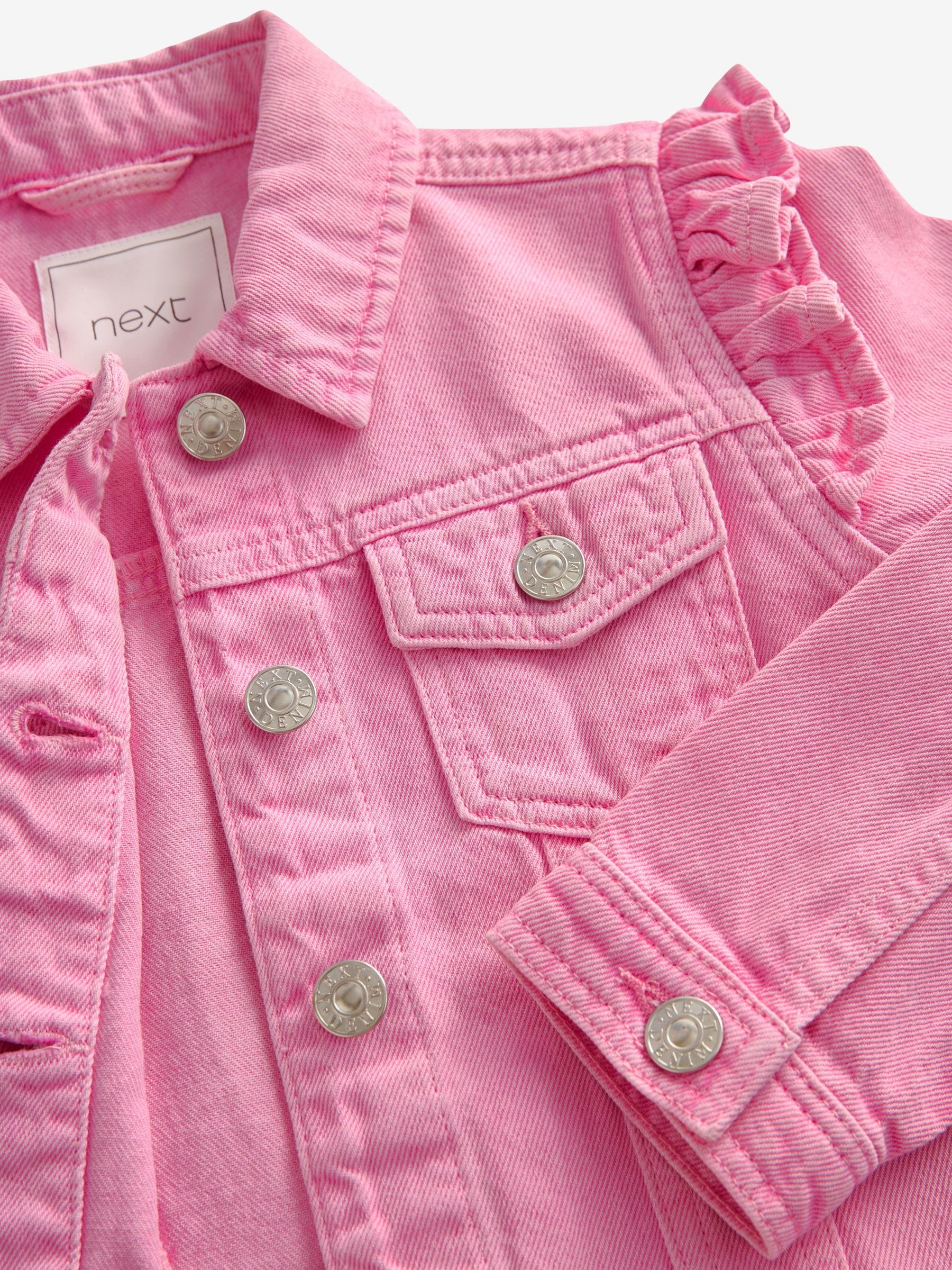 Dsiney Kidz - Bright Pink Frill Shoulder Denim Jacket (3-16yrs) image 8