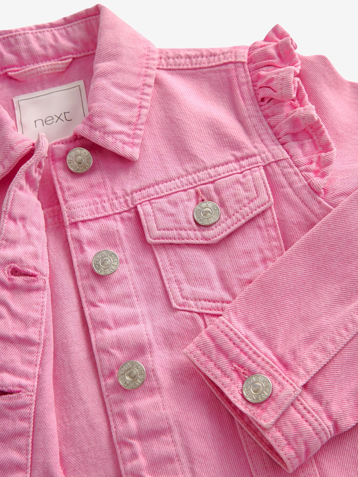 Dsiney Kidz - Bright Pink Frill Shoulder Denim Jacket (3-16yrs) image 8