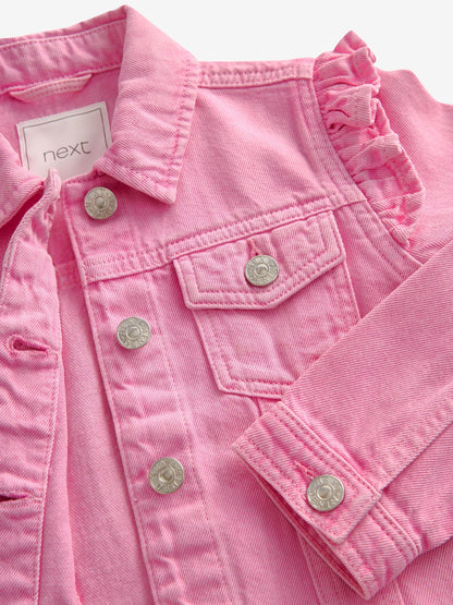 Dsiney Kidz - Bright Pink Frill Shoulder Denim Jacket (3-16yrs) image 8