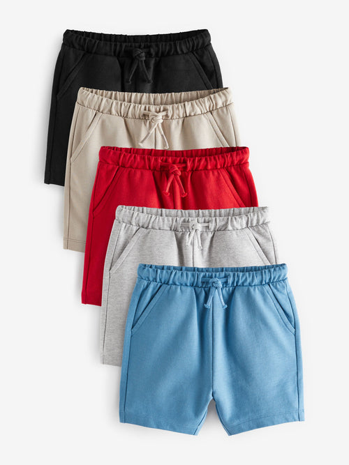 Grey/Navy Blue/Red Jersey Shorts 5 Pack (3mths-7yrs) image 1