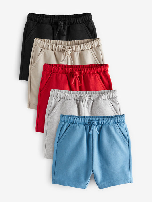 Grey/Navy Blue/Red Jersey Shorts 5 Pack (3mths-7yrs) image 1