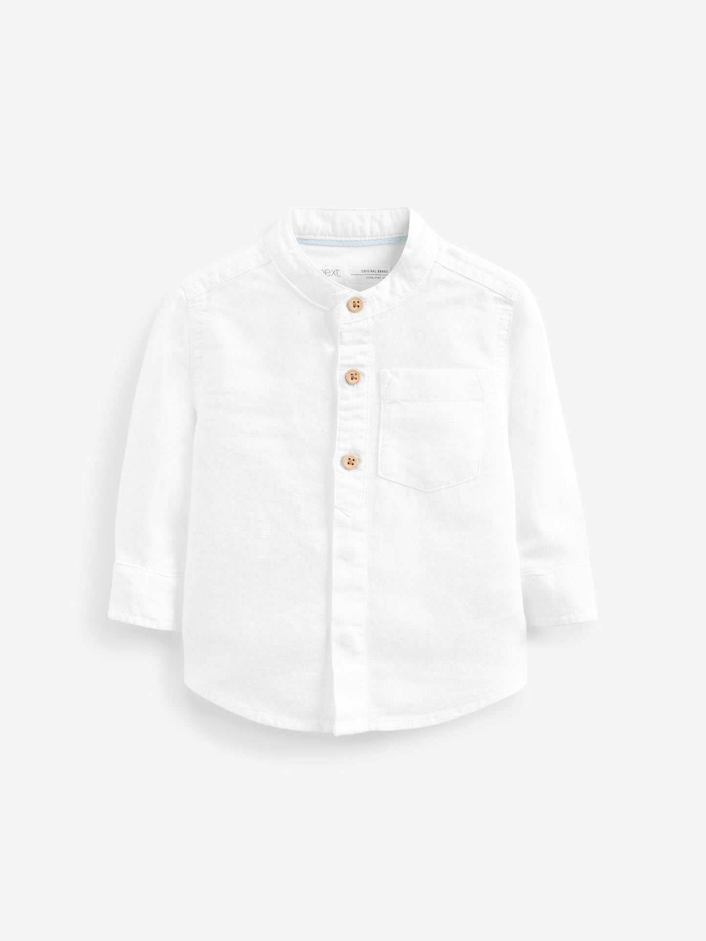 Dsiney Kidz - White Grandad Collar Linen Mix Shirt (3mths-7yrs) image 5