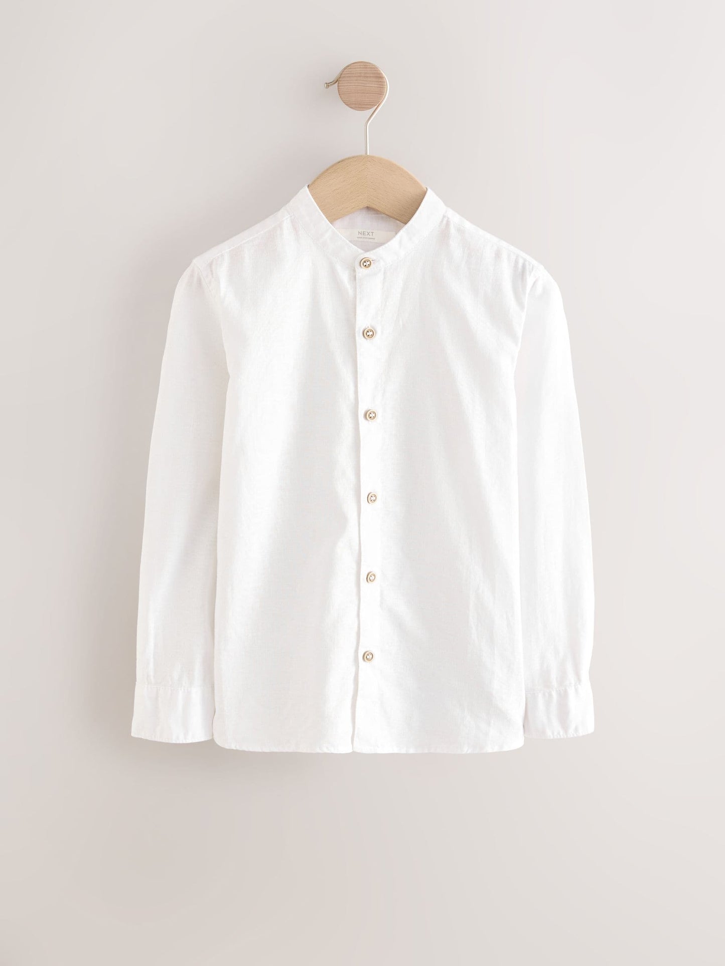 Dsiney Kidz - Cream Grandad Collar Linen Mix Long Sleeve Shirt (3-16yrs) image 1