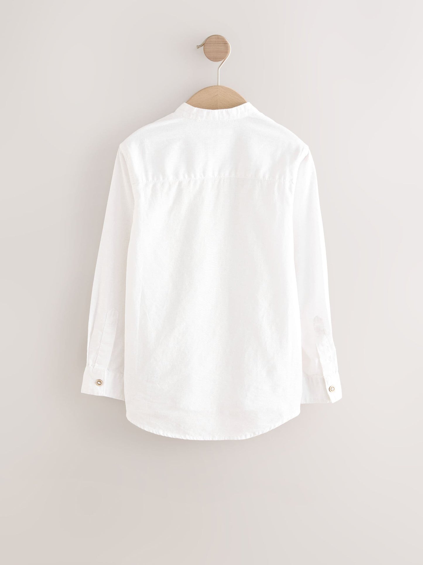 Dsiney Kidz - Cream Grandad Collar Linen Mix Long Sleeve Shirt (3-16yrs) image 2
