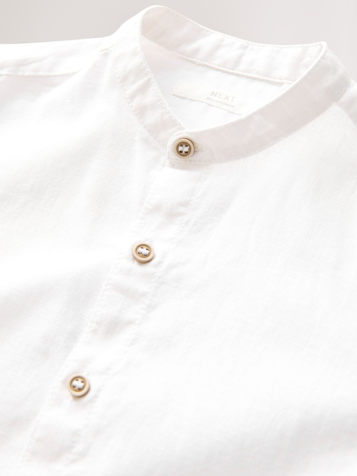Dsiney Kidz - Cream Grandad Collar Linen Mix Long Sleeve Shirt (3-16yrs) image 3