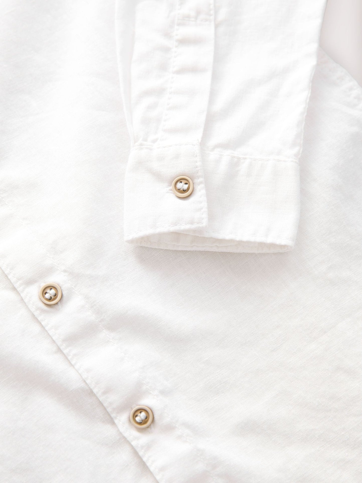 Dsiney Kidz - Cream Grandad Collar Linen Mix Long Sleeve Shirt (3-16yrs) image 4