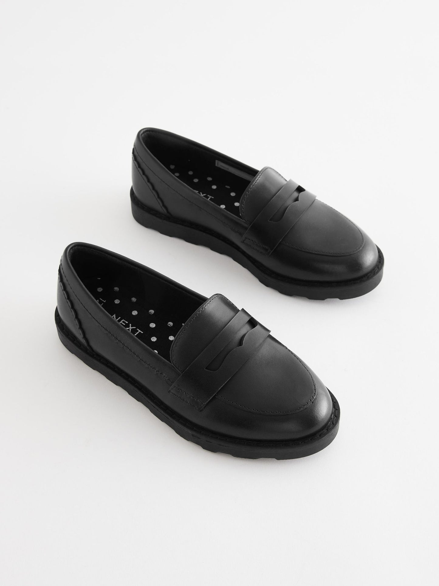 Black Matt School Leather Loafers image 1