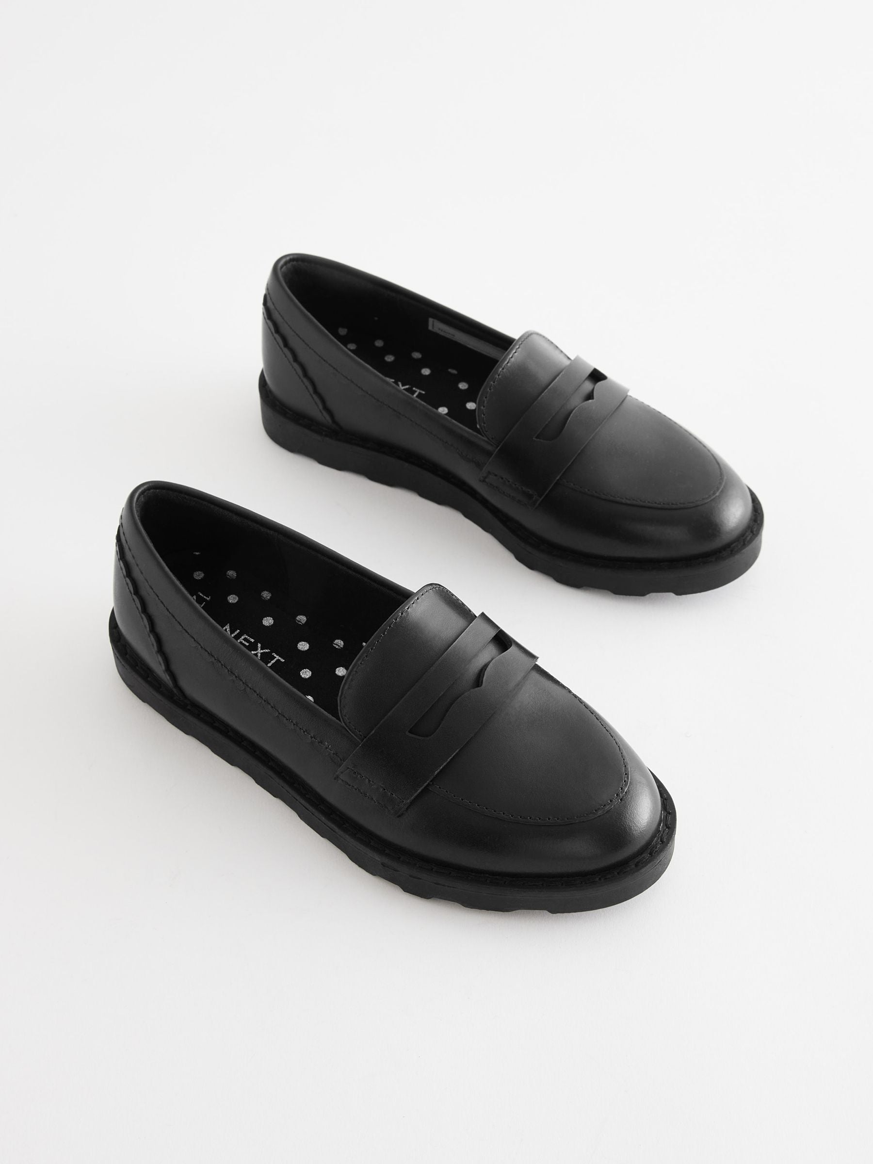 Black Matt School Leather Loafers image 1