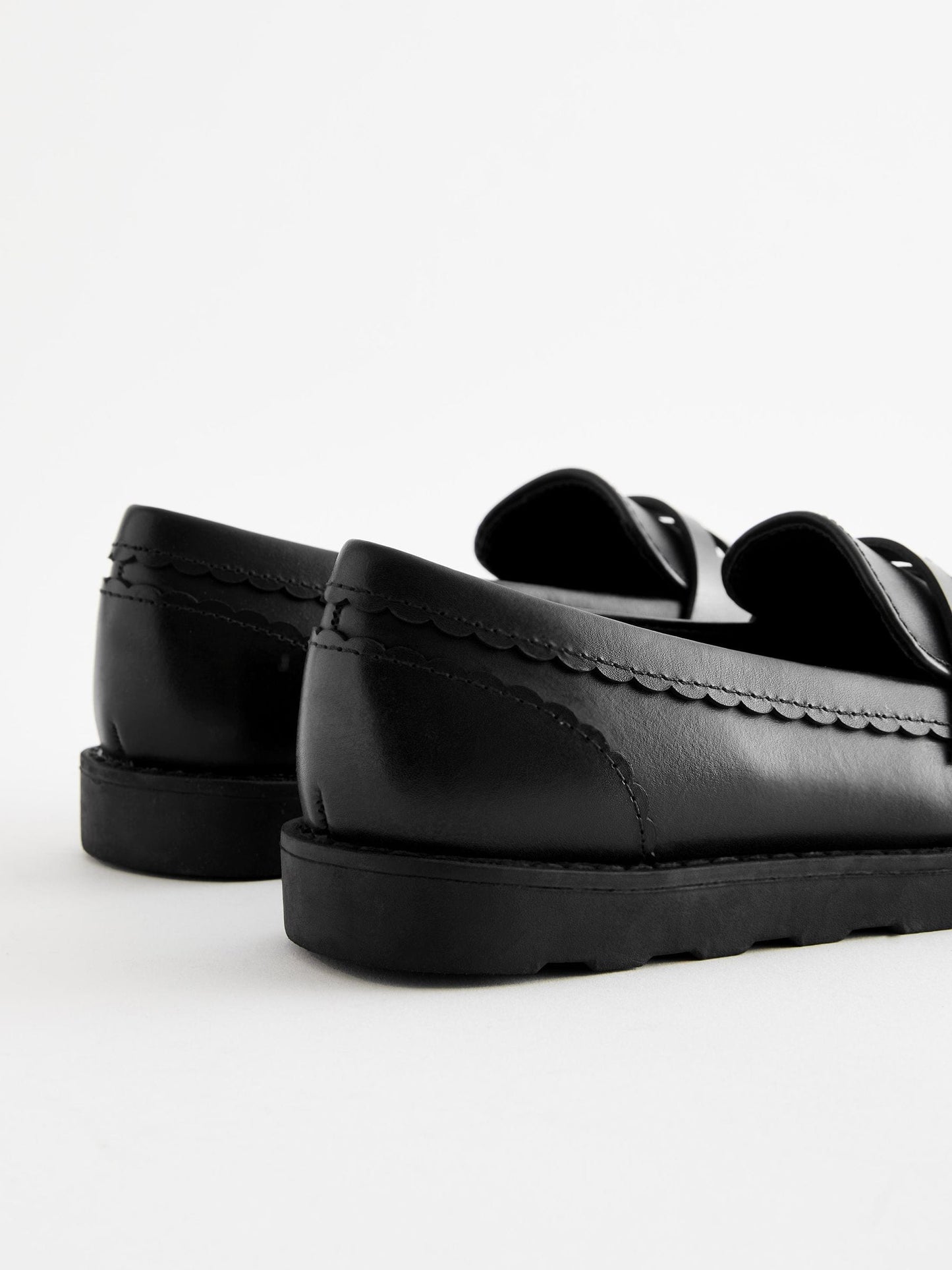 Black Matt School Leather Loafers image 3
