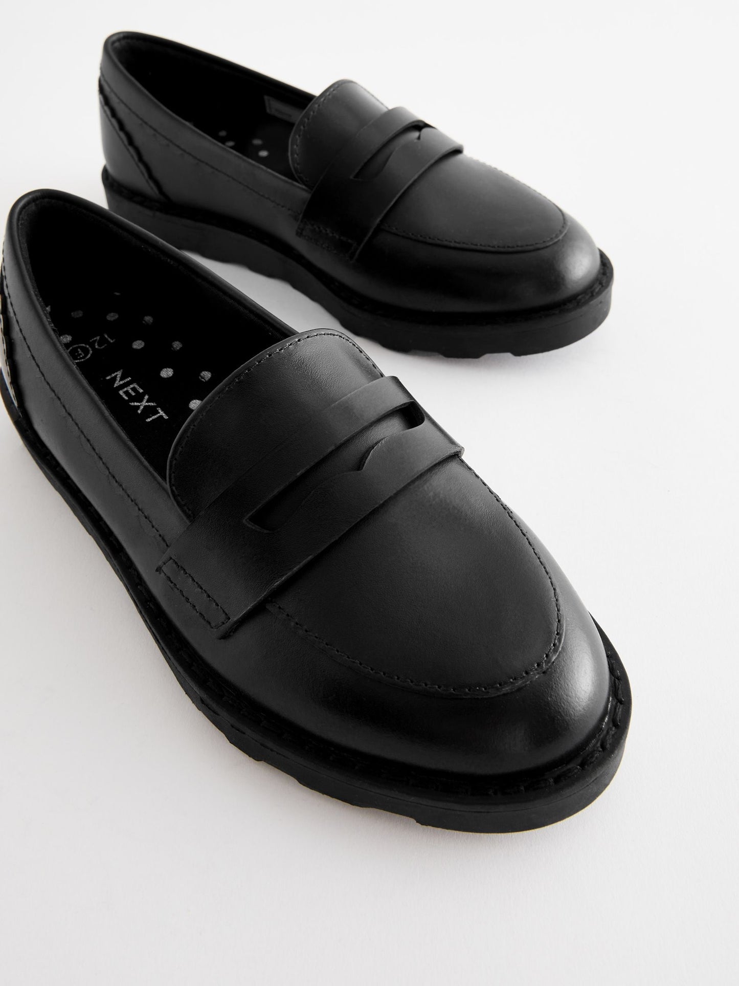 Black Matt School Leather Loafers image 4