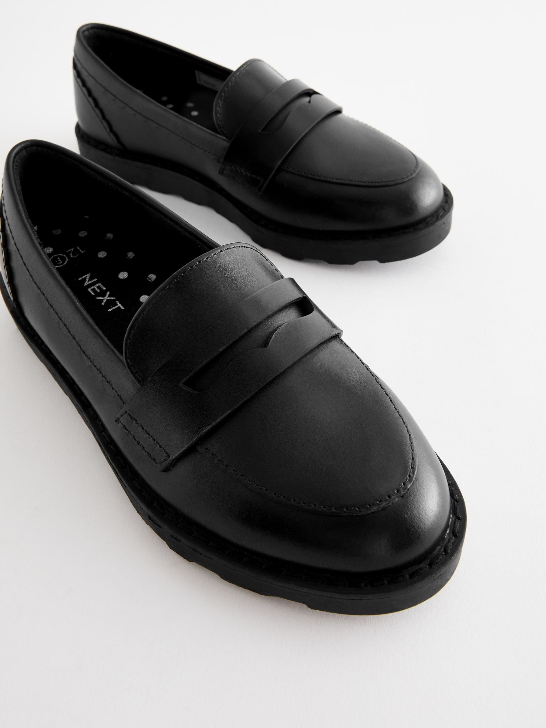 Black Matt School Leather Loafers image 4