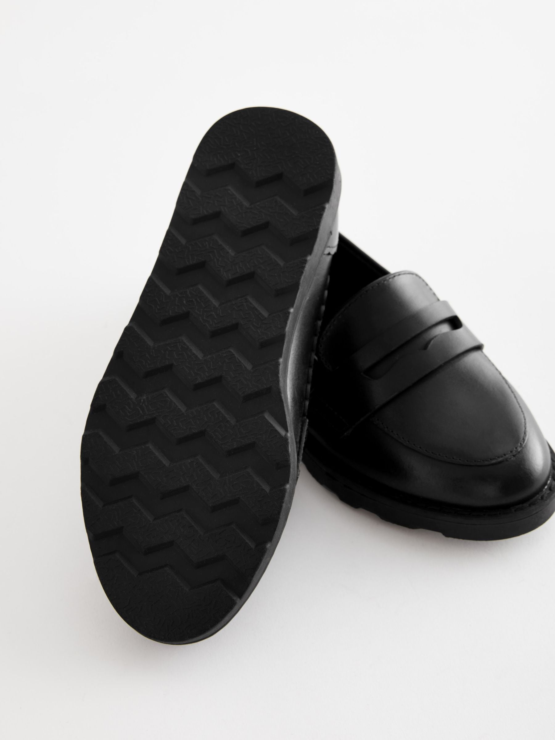 Black Matt School Leather Loafers image 5