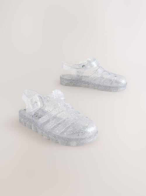 Silver Glitter Jelly Sandals image 1