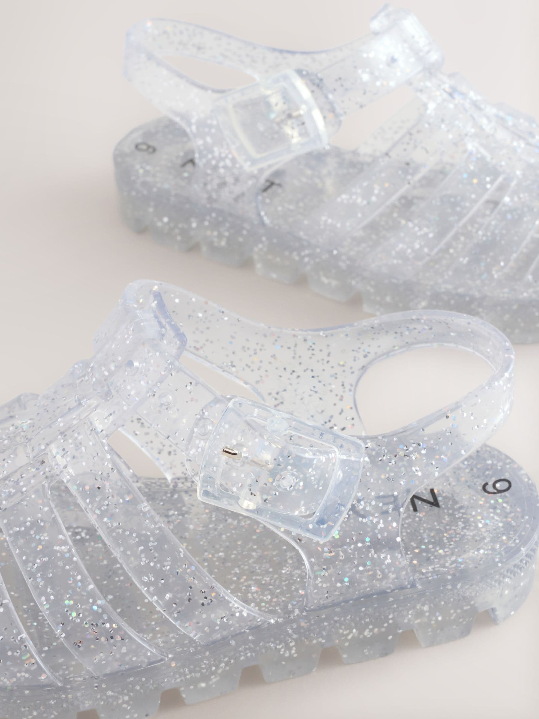 Silver Glitter Jelly Sandals image 3