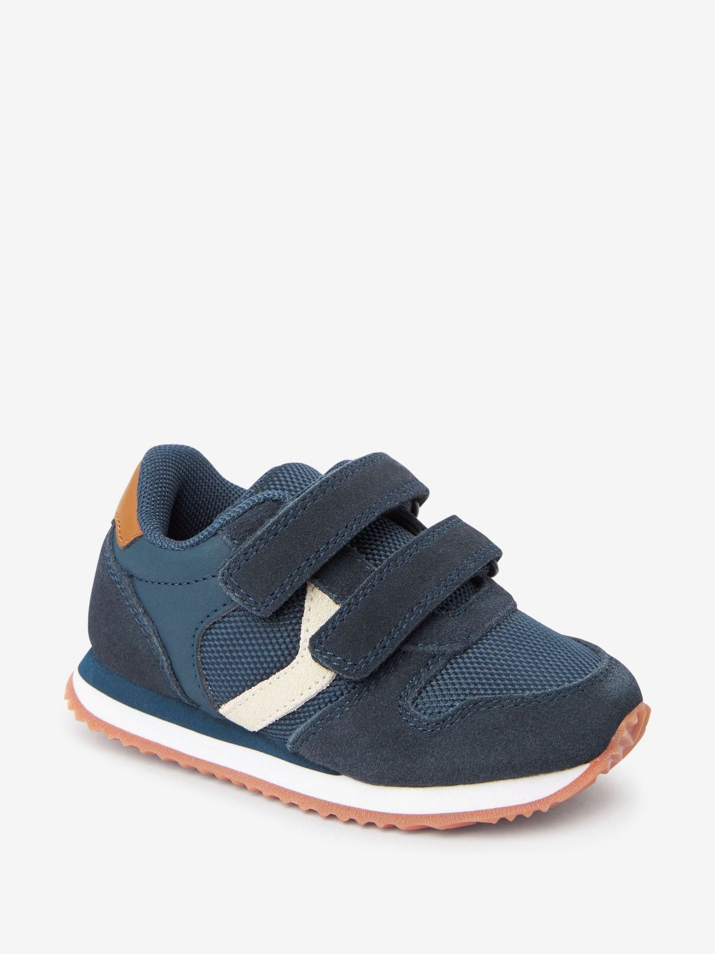Navy Wide Fit (G) Double Strap Trainers image 2