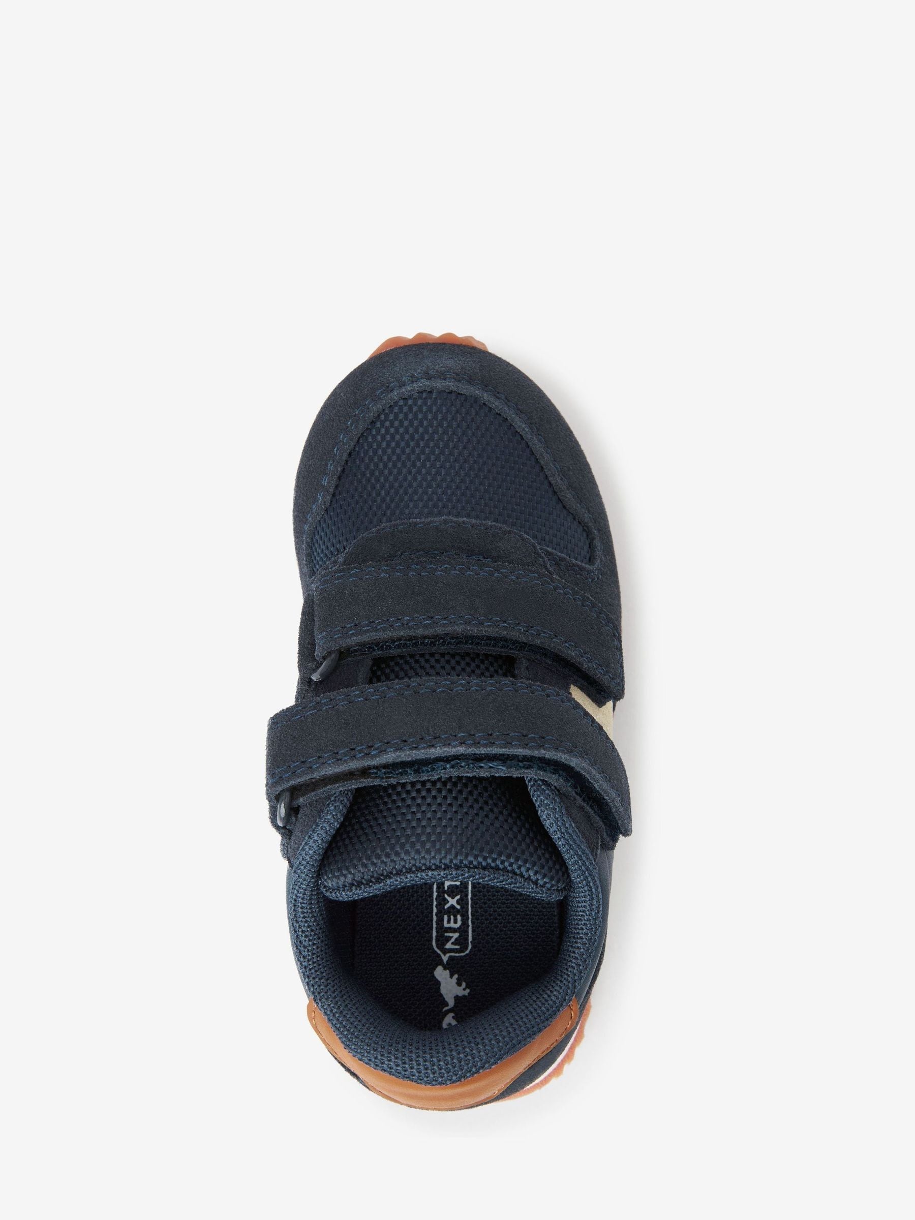 Navy Wide Fit (G) Double Strap Trainers image 3